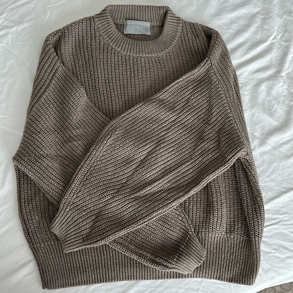 Modern Citizen Taupe Crew Neck Sweater